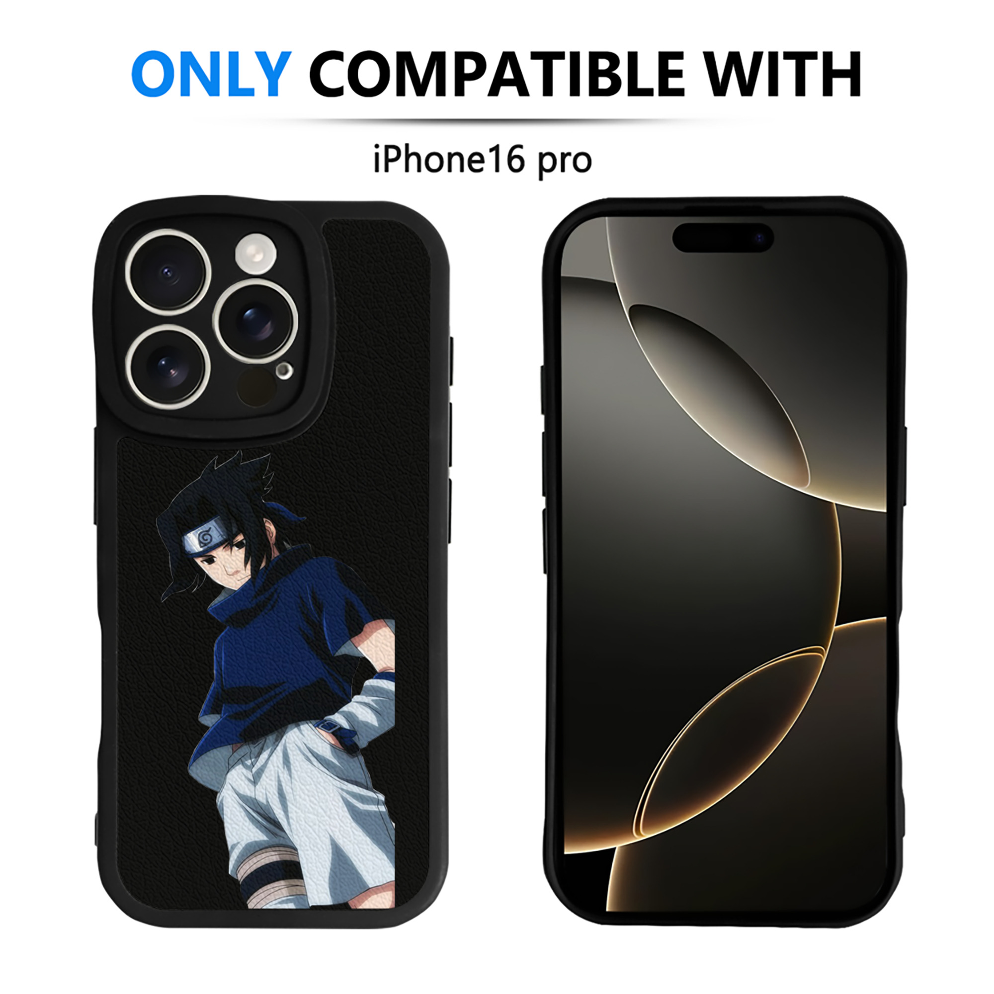 （画像用） NARUTO -ナルト- うちは サスケ Uchiha Sasuke 【iPhone 16シリーズ対応】シリコンスマホケース（レザー調） 材質：シリコン